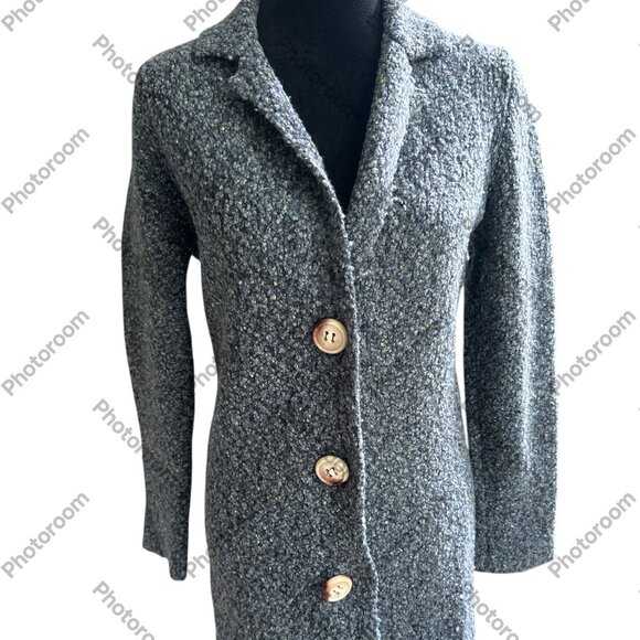 Alpha Massimo Rebecchi EUR 42 Blue Merino Wool & Alpaca Button Coatigan - Picture 1 of 7